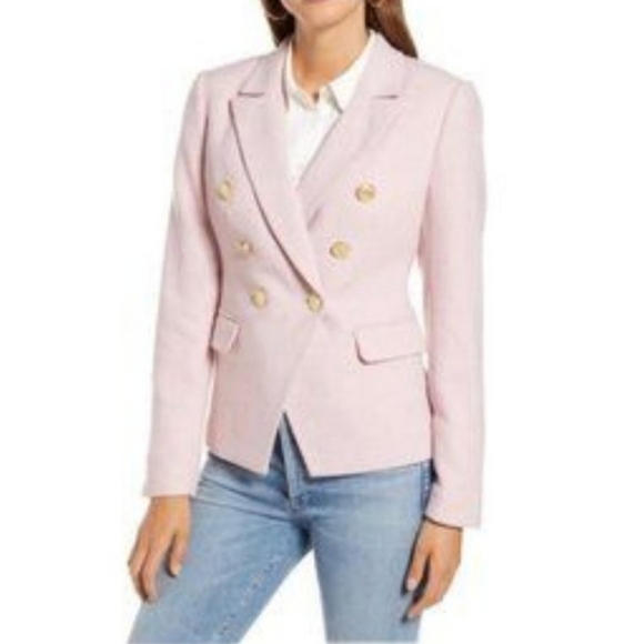 Rachel Parcell Pink and White Herringbone Tweed Jacket - Picture 3 of 16